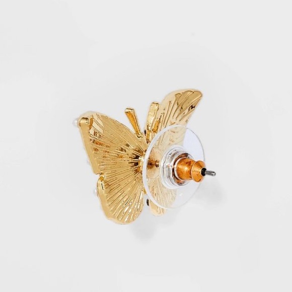 SUGARFIX by BaubleBar Crystal Wings Butterfly Stud Statement Earrings -Gold, NWT - Picture 3 of 8